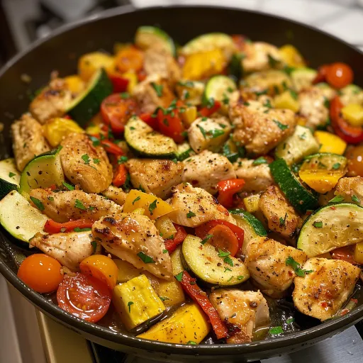One Pan Lemon Chicken with Summer Vegetables