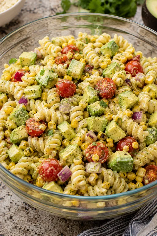 Avocado Corn Pasta Salad