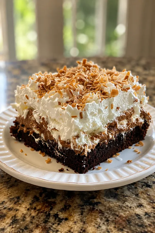 Coconut Cream Chocolate Poke Cake