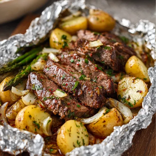 Garlic Butter Steak & Potato Foil Packs