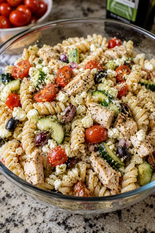 Greek Chicken Pasta Salad