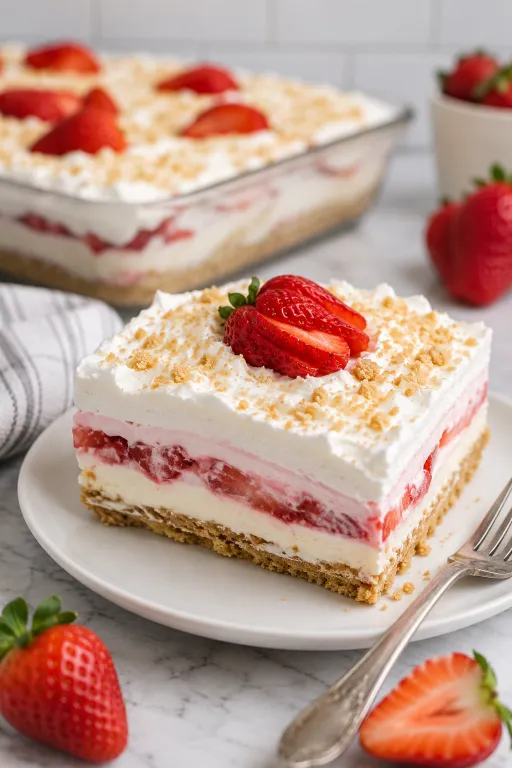 No Bake Strawberry Lasagna