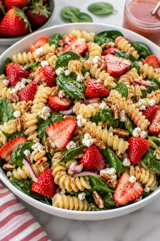 Strawberry Spinach Pasta Salad