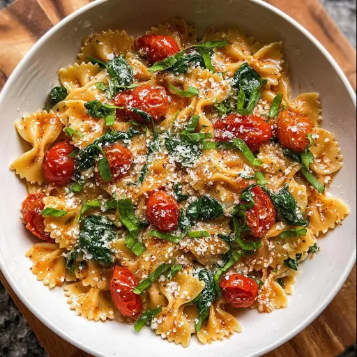 Tomato Spinach Farfalle Pasta