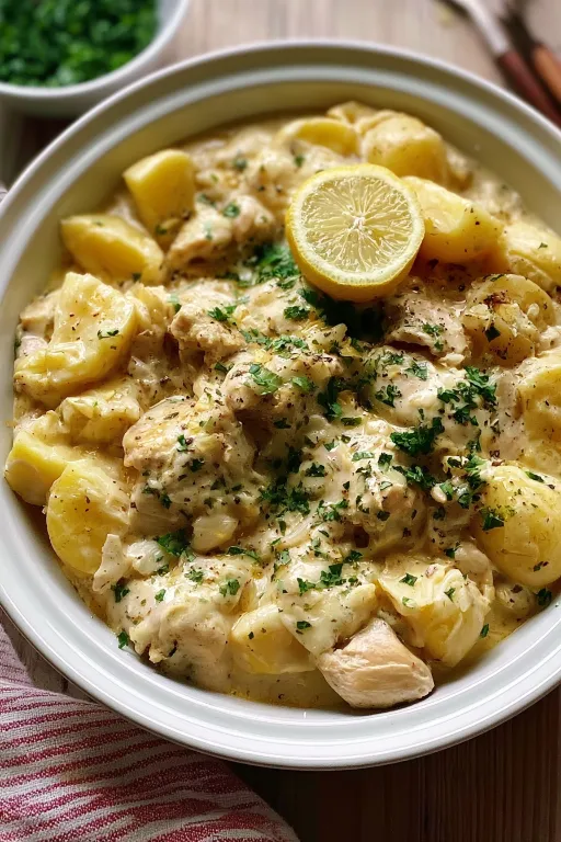 Creamy Crockpot Garlic Parmesan Chicken and Potatoes