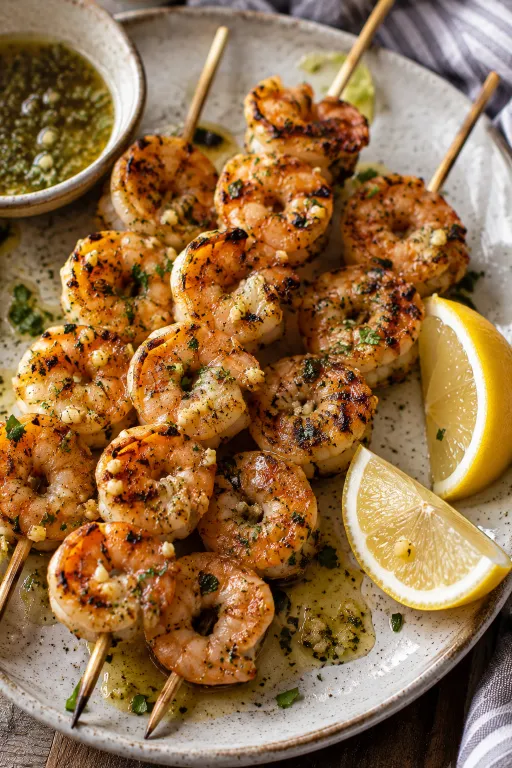 Lemon Garlic Shrimp Skewers