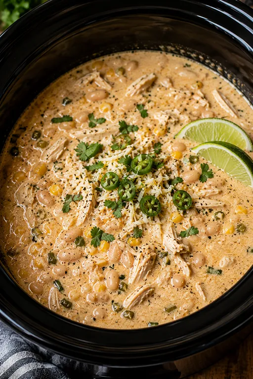 Creamy Crockpot White Chicken Chili