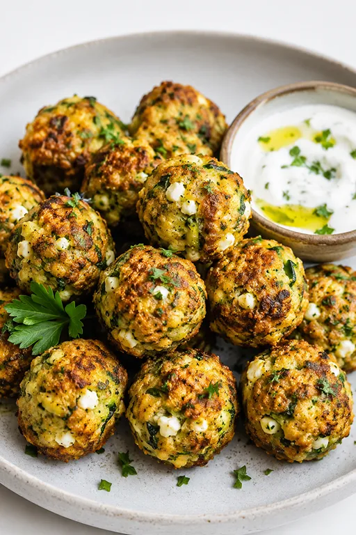 Crispy Zucchini Feta Balls
