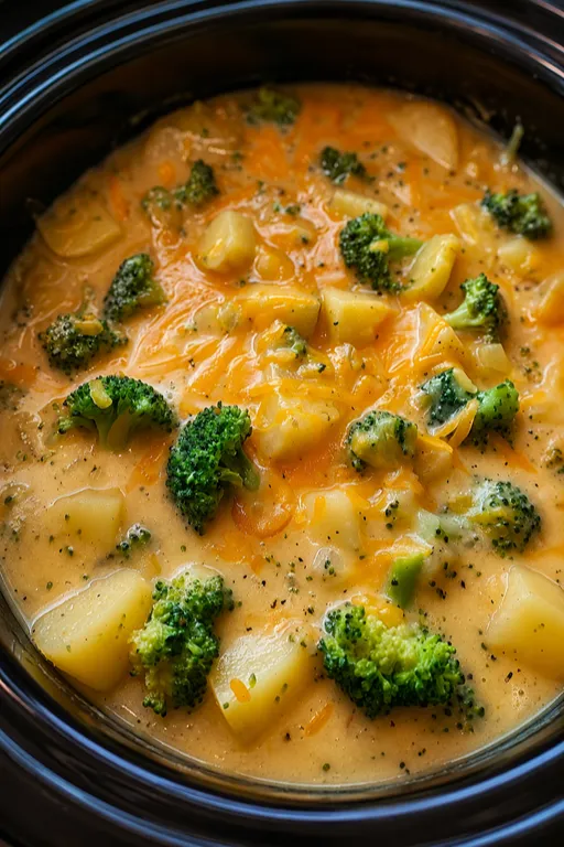 Crockpot Potato Broccoli Cheddar Soup
