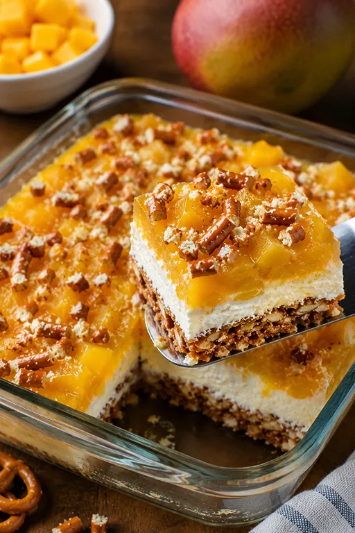 Mango Pretzel Cream Cheese Dessert