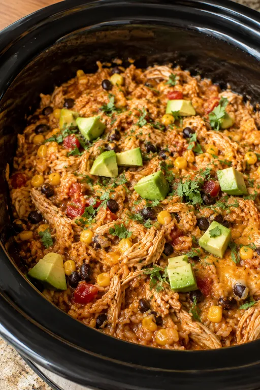 Southwest Crock Pot Chicken and Rice
