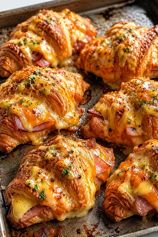 Spicy Buffalo Honey Mustard Ham and Cheese Croissants