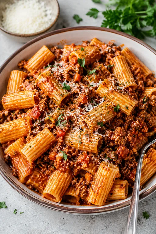 The Easiest Rigatoni Bolognese