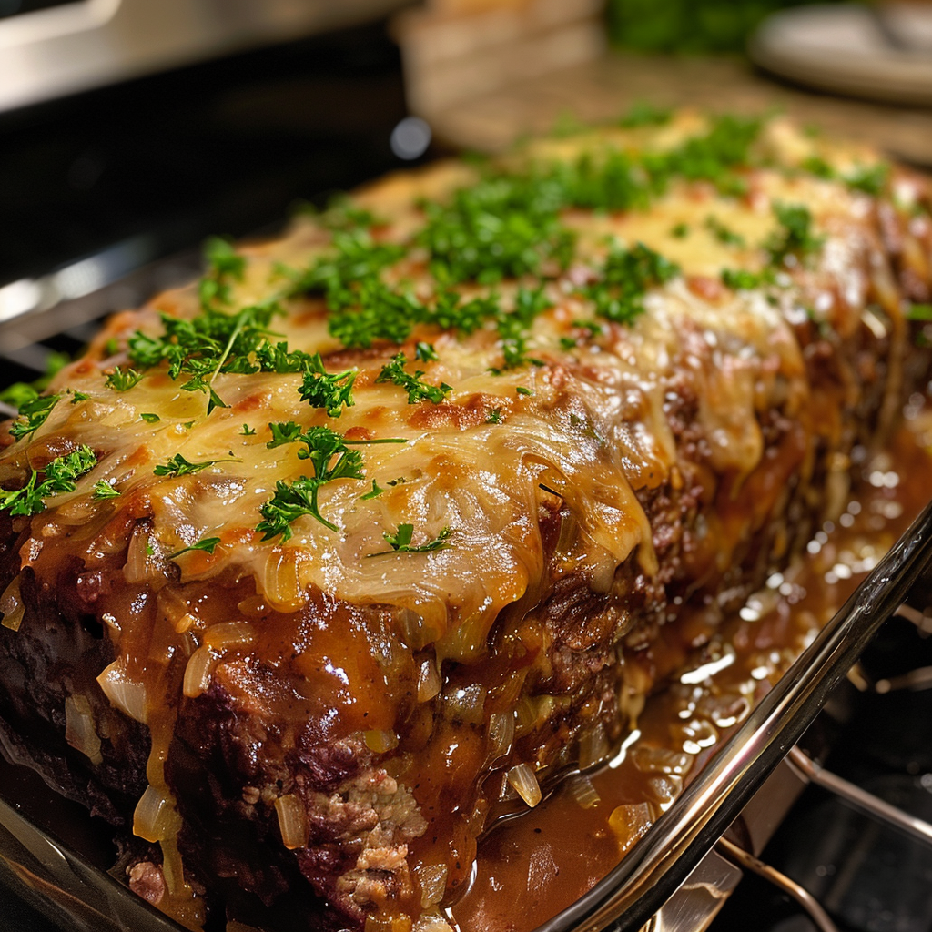 Crockpot French Onion Meatloaf