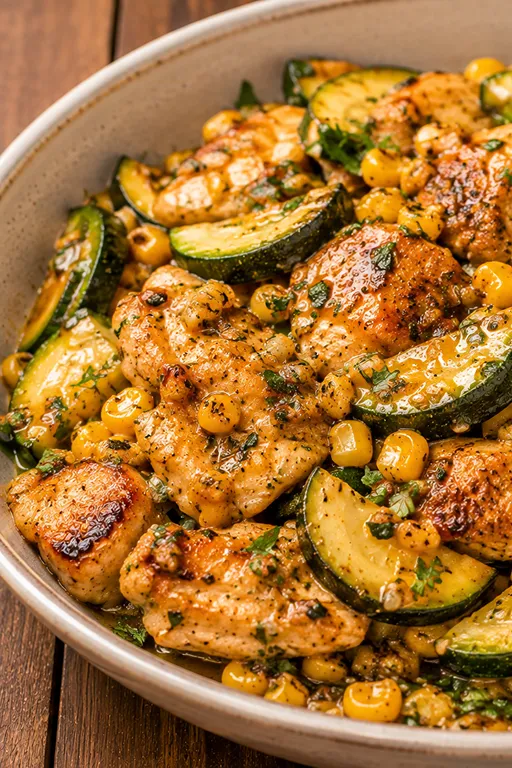Garlic Butter Chicken with Zucchini and Corn
